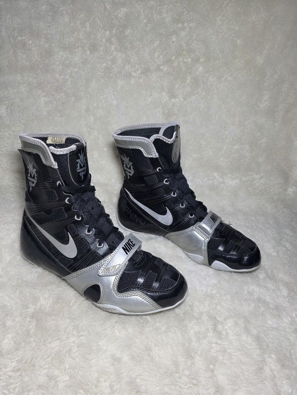 Nike Hyperko 1 MP Manny Pacquiao Boxing Boots Black Silver 477872-021 Size 9 - Picture 2 of 11